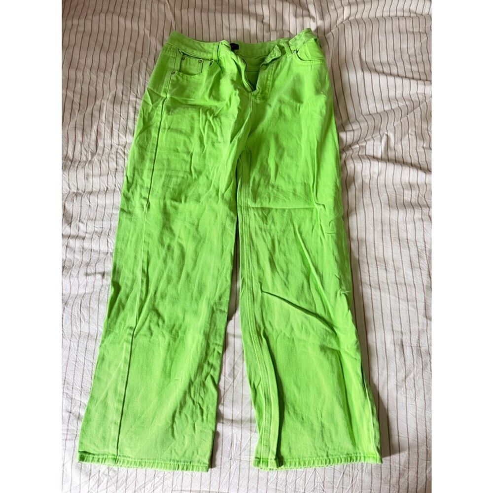 Zara Women’s Neon Lime Wide-Leg Chinos NEVER USED